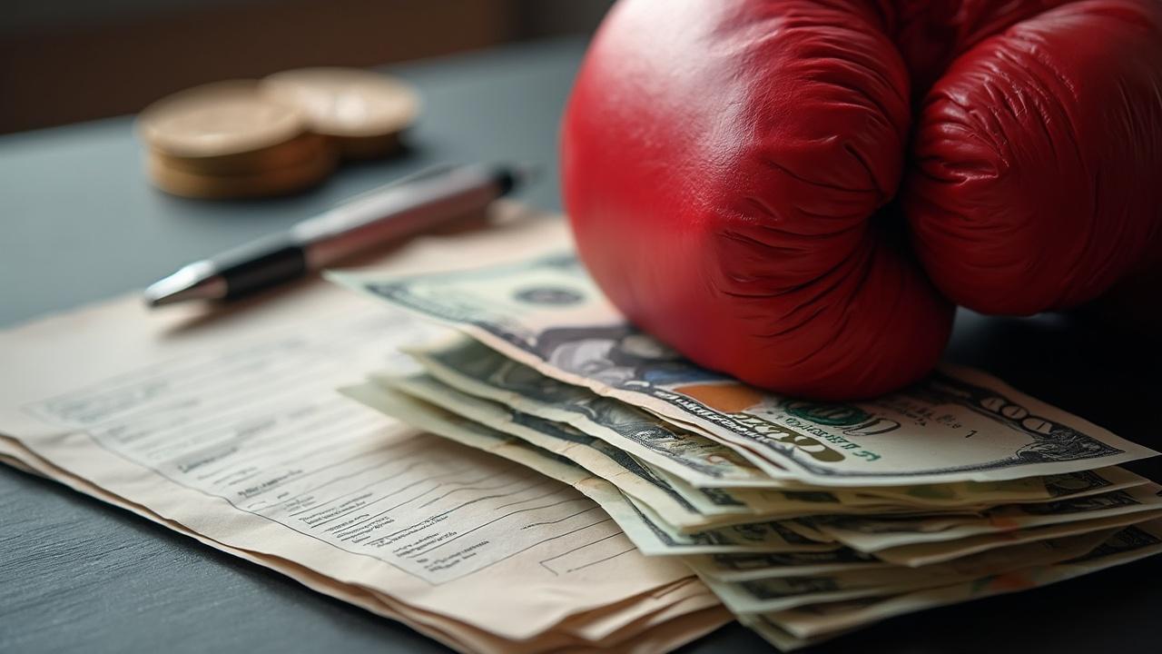 Gants de boxe rouges posés sur des billets de dollars